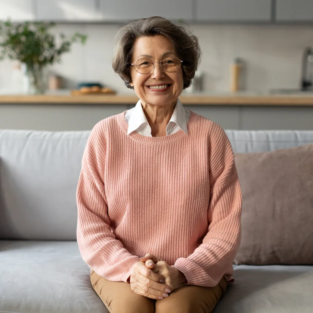 Relaxed patient at home, reflecting the ease of the whitening process