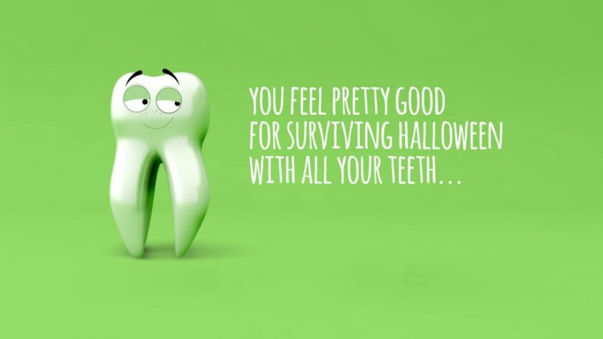 Tooth graphic about surviving Halloween