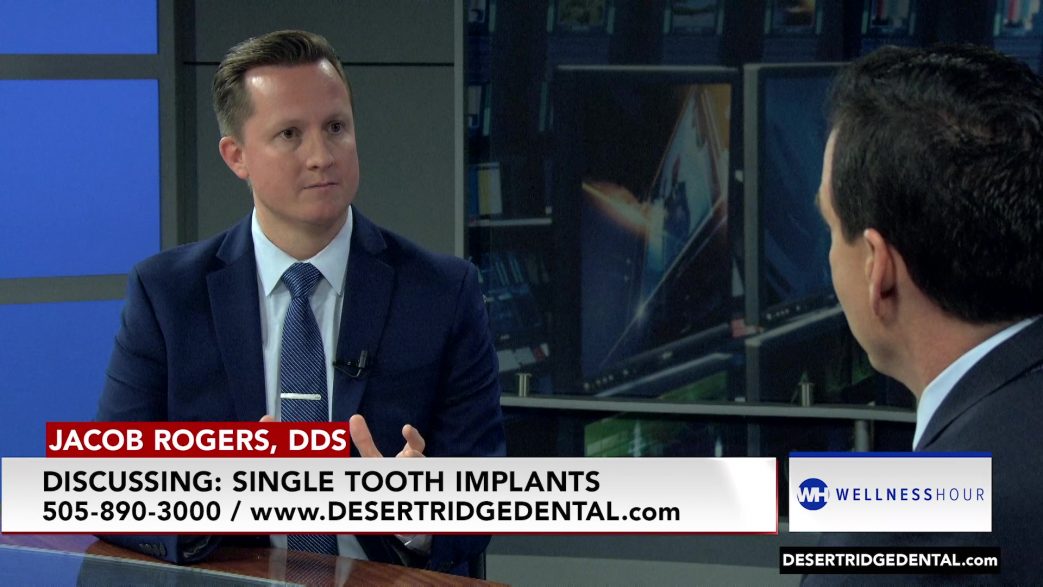 Dr. Rogers speaking on Wellness Hour news segment about single tooth implants.